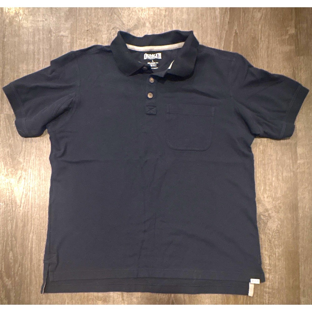 Duluth Trading Co No Polo Men's Black Polo Shirt Short Sleeve Pocket Button L